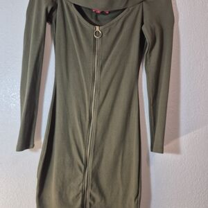 Guess Olive Green Long Sleeve Dress